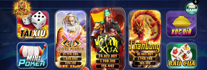 Giao diện các trò chơi cực bắt mắt