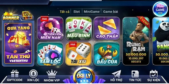 Kho trò chơi hấp dẫn tại V68