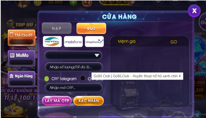 Giao dịch đa dạng, an toàn tại Go86